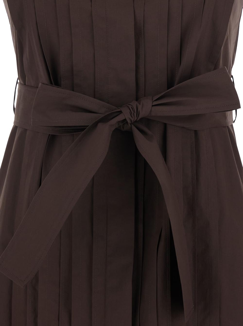 P.A.R.O.S.H. Women Long Sleeveless Dress With Front Belt And Classic Collar In Brown For Women P.A.R.O.S.H.
