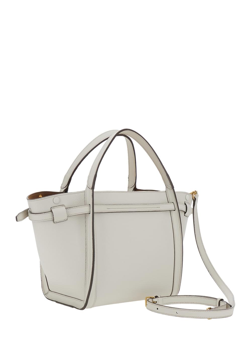 Tod's Women White Medium Tote Bag With T Timeless Plaque On The Front And Adjustable And Removable Shoulder Strap In Leather Woman TOD'S