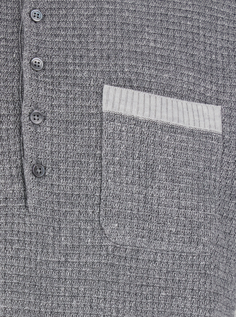 Thom Browne Men Grey Polo Shirt With 4-Bar Detail On The Sleeve In Wool And Silk Blend Man THOM BROWNE