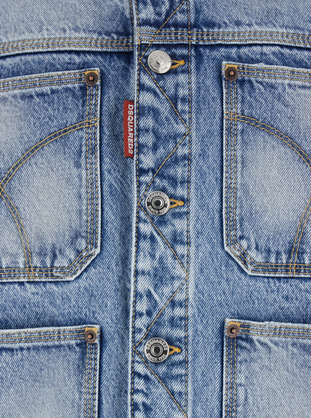 Dsquared2 Men Light Blue Jacket '70'S' With Classic Collar And Four Patch Pockets On The Front In Denim For Men DSQUARED2