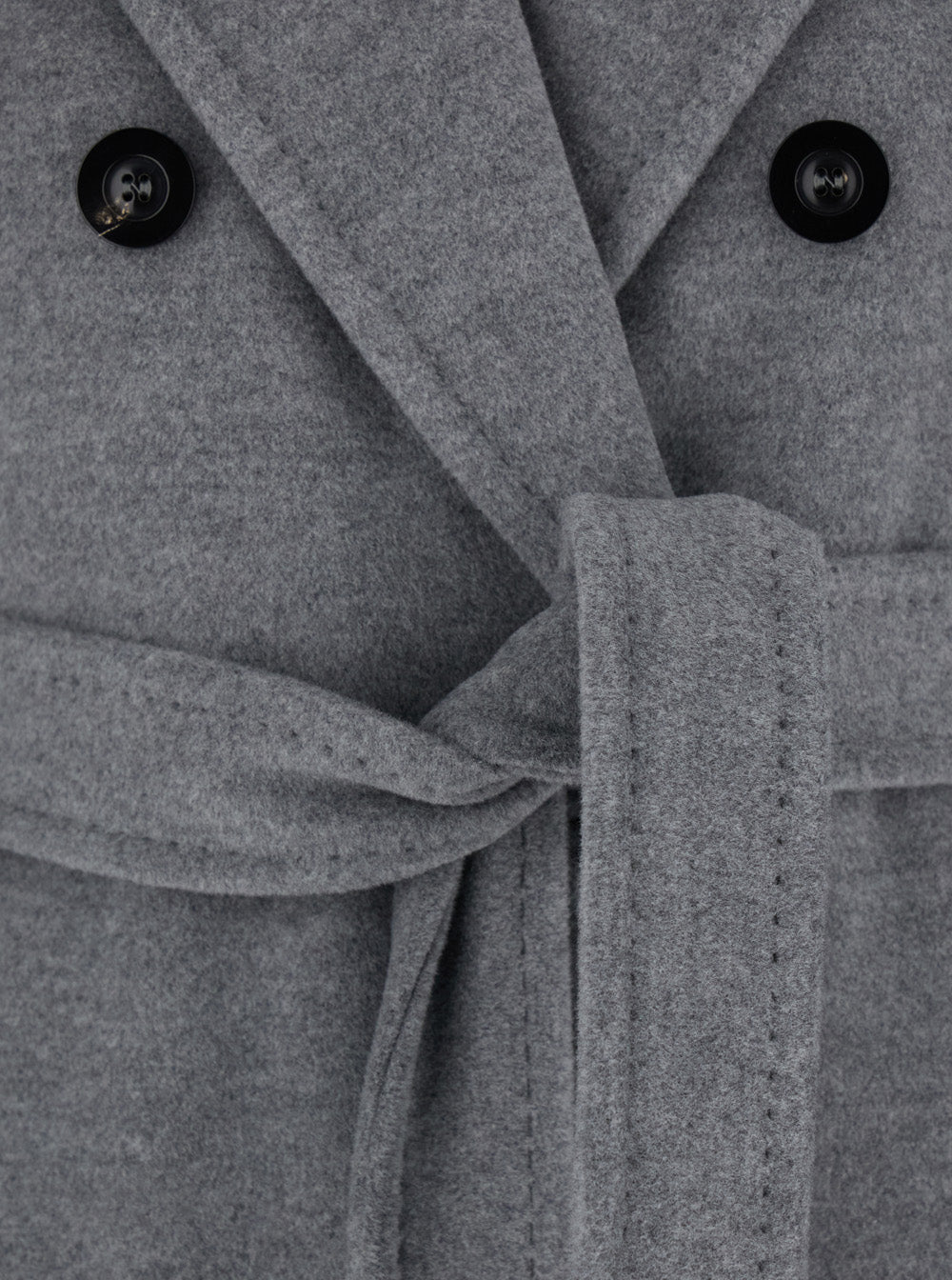 Max Mara Women 'Madame' Grey Double-Breasted Coat With Notched Revers And Front Belt In Wool And Cashmere Woman MAX MARA