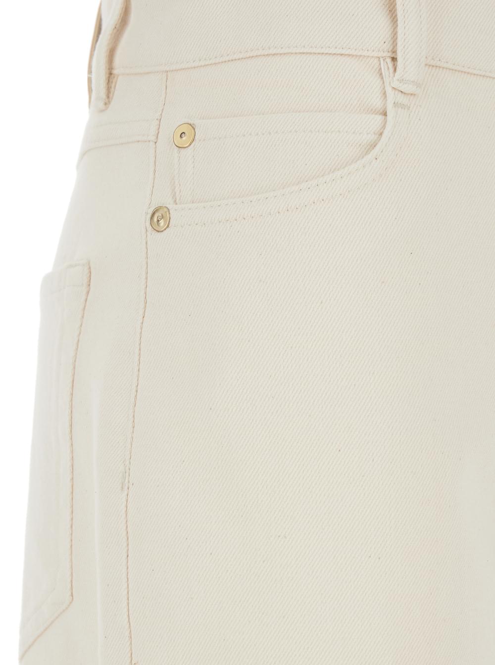 'S Maxmara Women 'Zarina' White Jeans With Belt Loops And Logo Patch On The Back In Denim For Women S MAX MARA