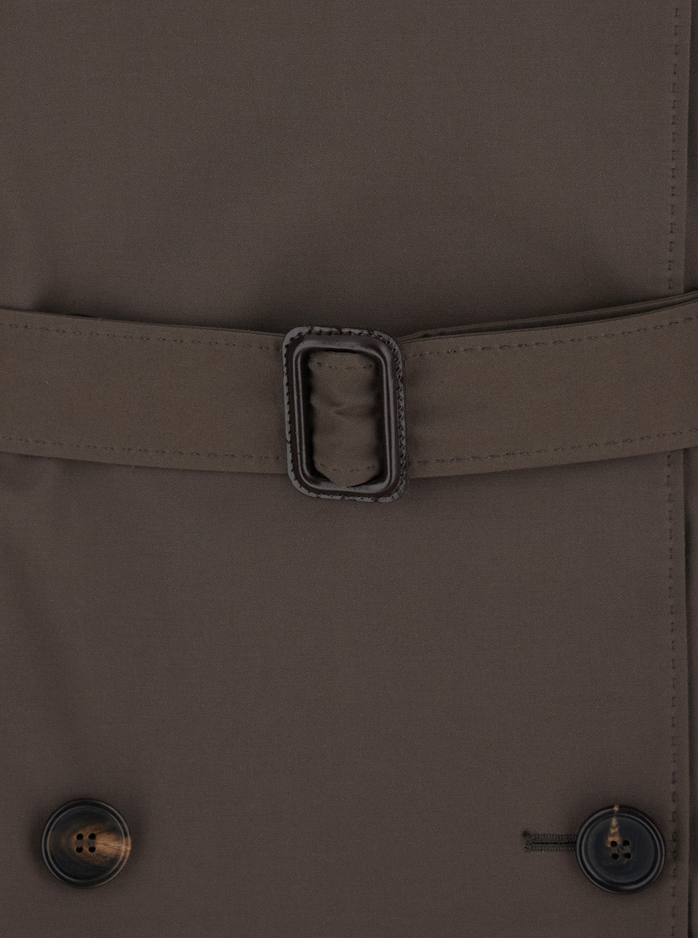 Max Mara Women 'Calle' Brown Double-Breasted Short Trench Coat With Classic Collar And Front Belt Closure In Cotton Blend Woman MAX MARA