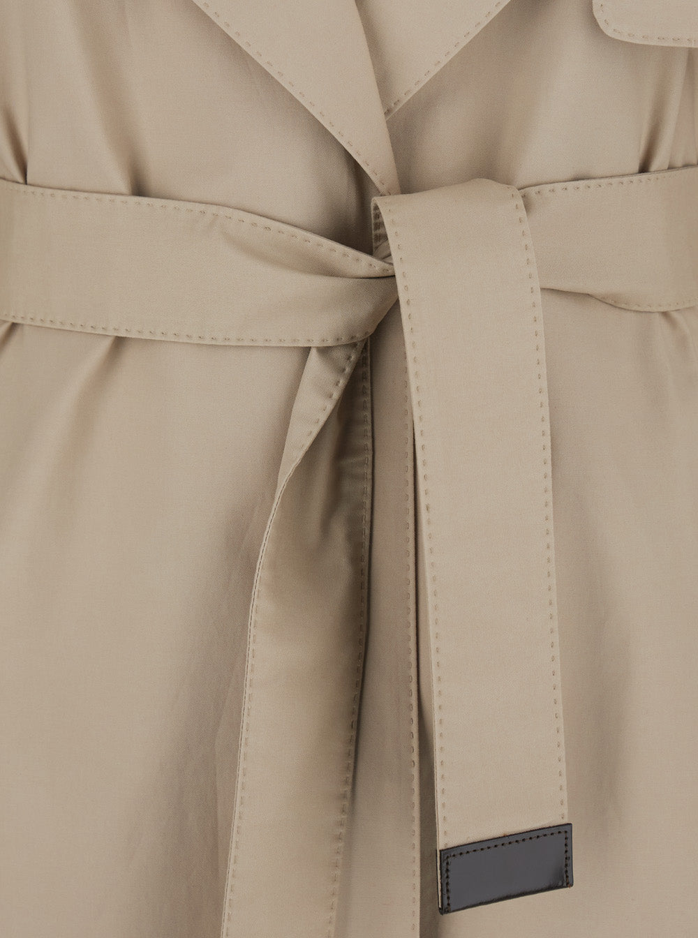 Max Mara Women Beige Double-Breasted Trench Coat With Front Belt Closure And Notched Collar In Cotton Blend Woman MAX MARA