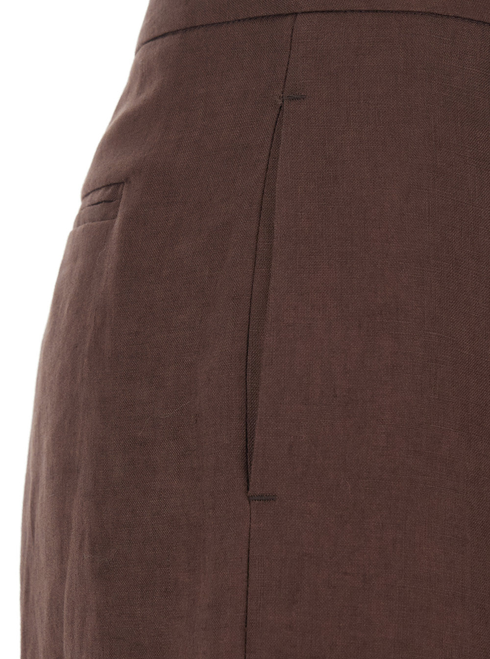 Leplain Women Brown Wide-Leg Linen Pants For Women LEPLAIN