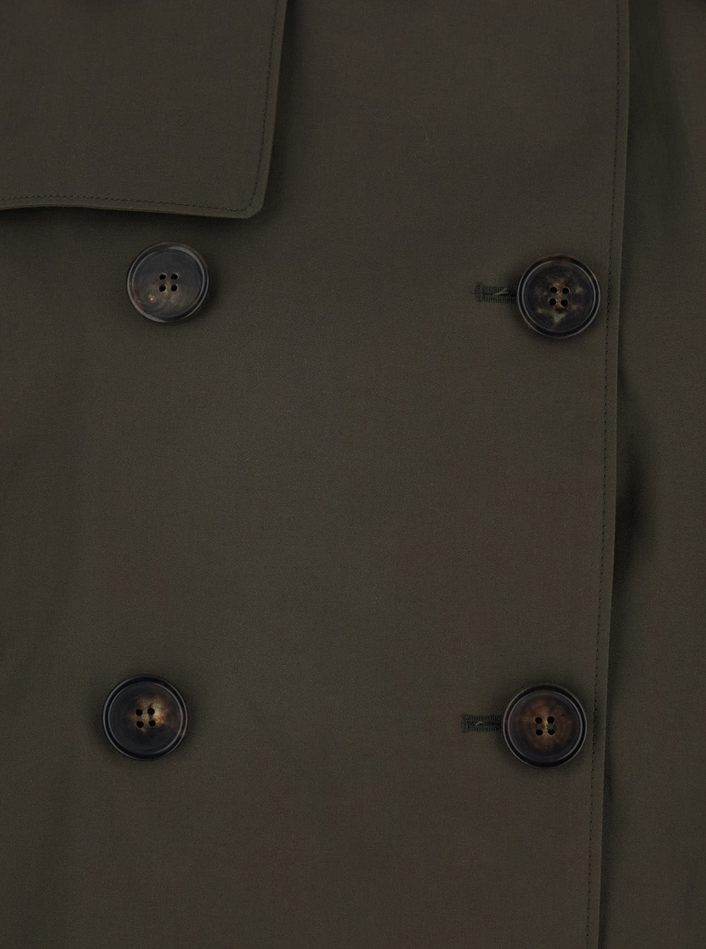 Max Mara Women Brown Short 'Tesoro' Double-Breasted Trench With Classic Collar And Back Buttoned Cape In Cotton Women MAX MARA