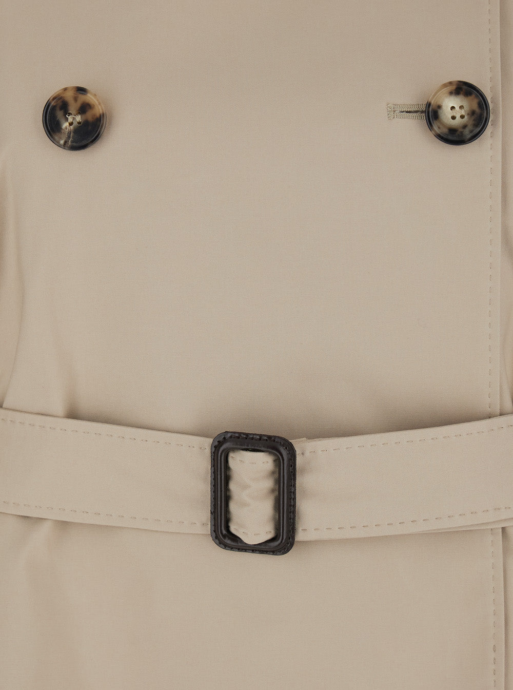 Max Mara Women 'Calle' Beige Double-Breasted Short Trench Coat With Classic Collar And Front Belt Closure In Cotton Blend Woman MAX MARA