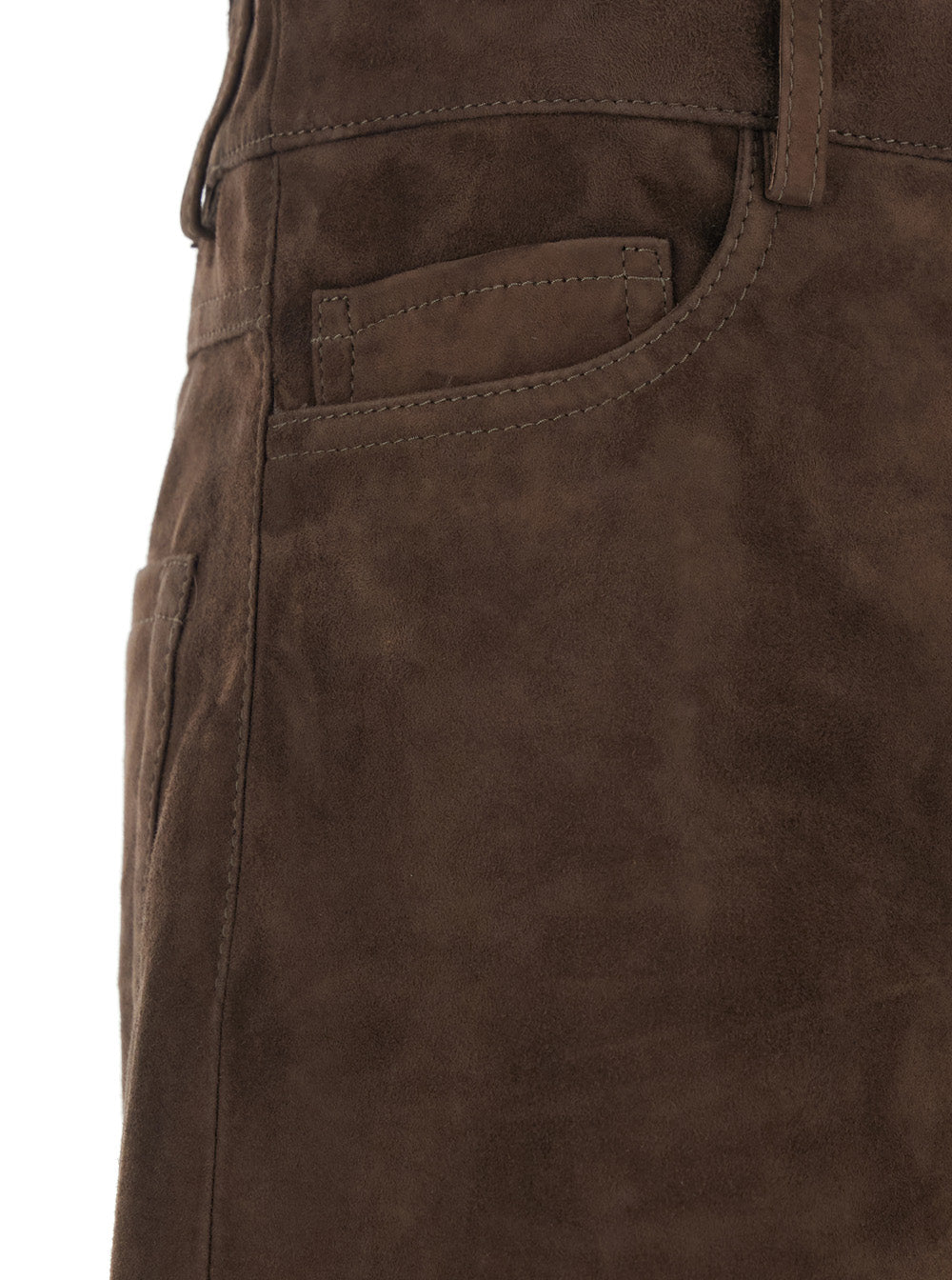 'S Maxmara Women 'Fulmine' Brown Pants With Logo Patch On The Rear In Suede Woman S MAX MARA