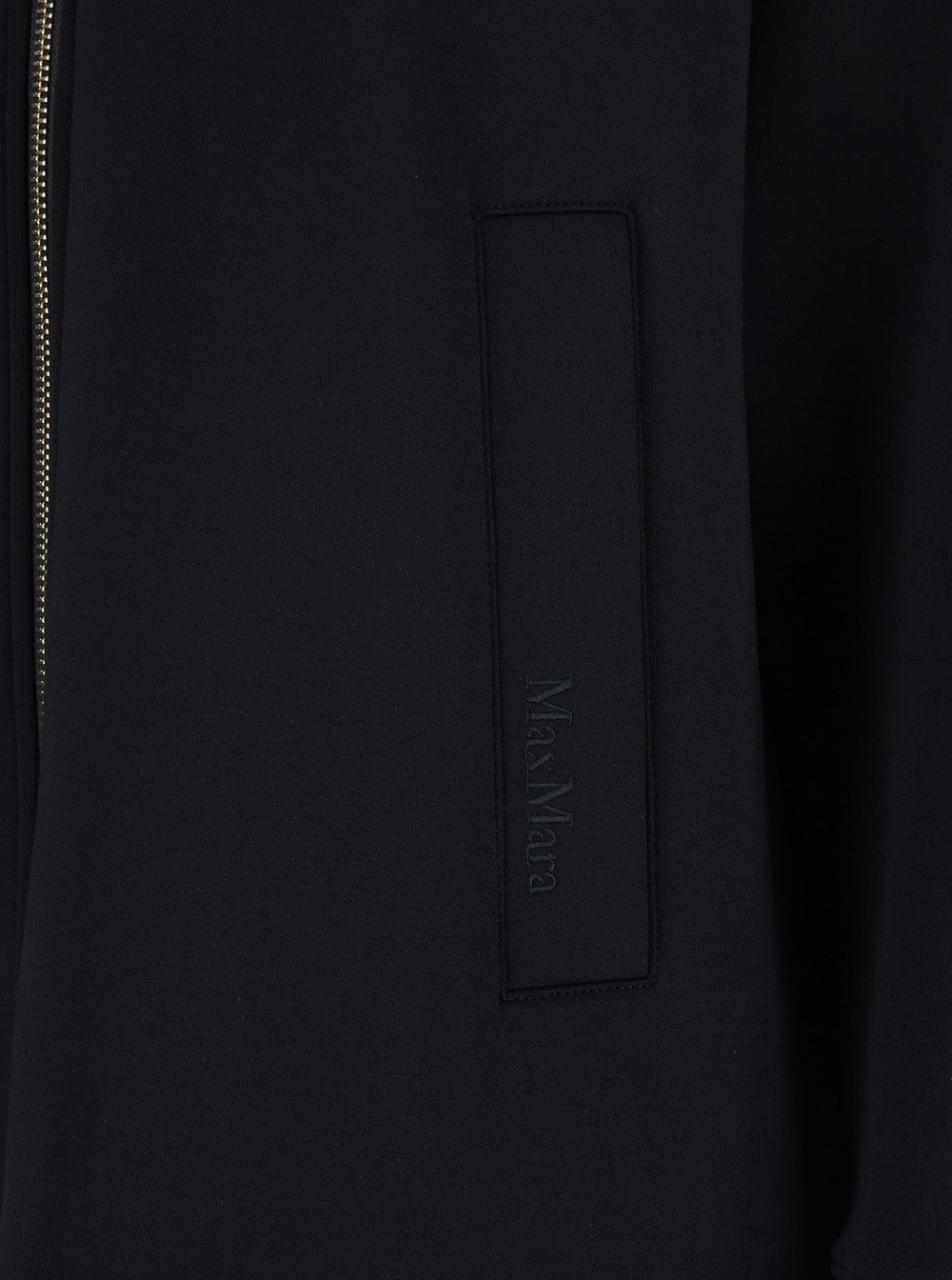 'S Maxmara Women 'Radioso' Black Sweatshirt With Dropped Shoulders Ad Front Zip Closure In Cotton Blend Woman S MAX MARA