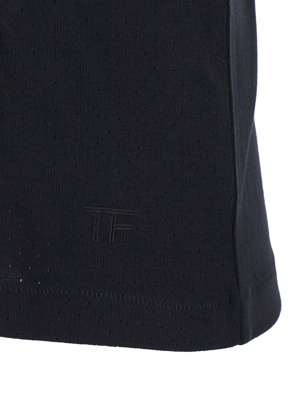Tom Ford Men Black T-Shirt With Logo Embroidery On The Front And Perforated Design In Cotton Man TOM FORD