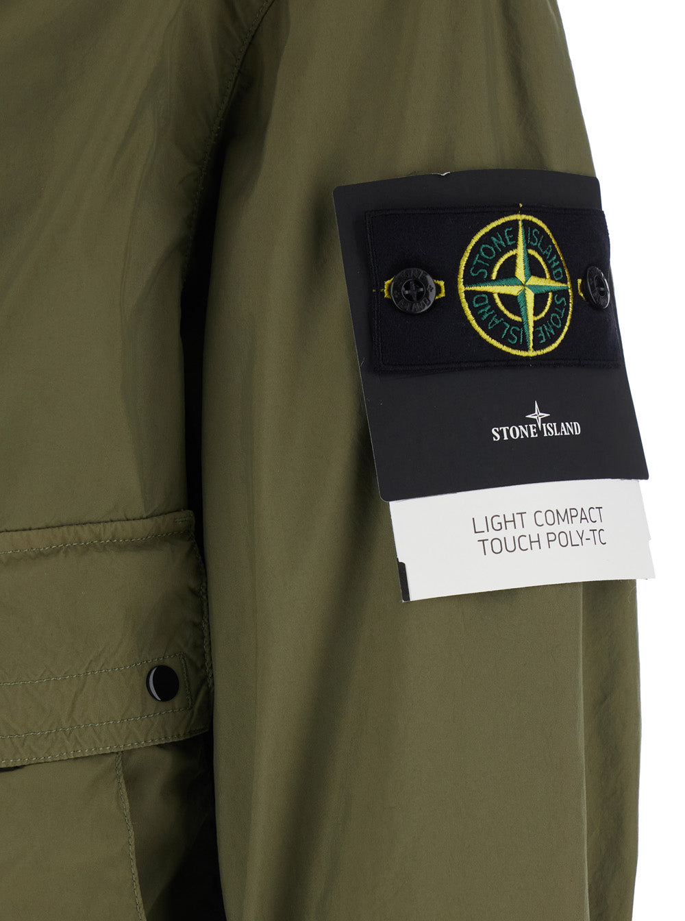 Stone Island Men Green Hooded Jacket With Buttons And Logo Patch On Sleeve In Tech Fabric For Men STONE ISLAND