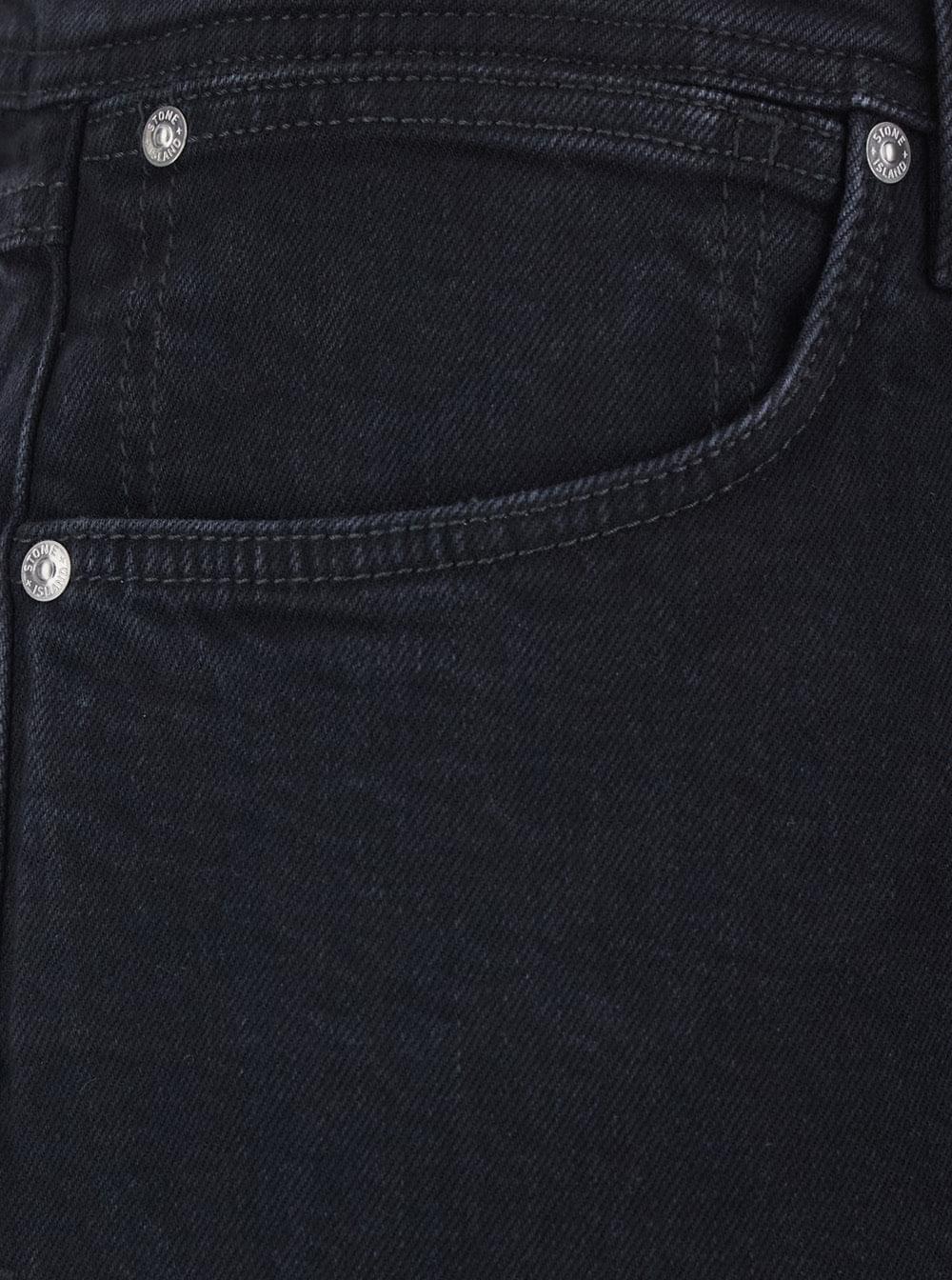 Stone Island Men Black Jeans With Logo Patch On The Rear And Belt Loops In Denim Stretch Man STONE ISLAND