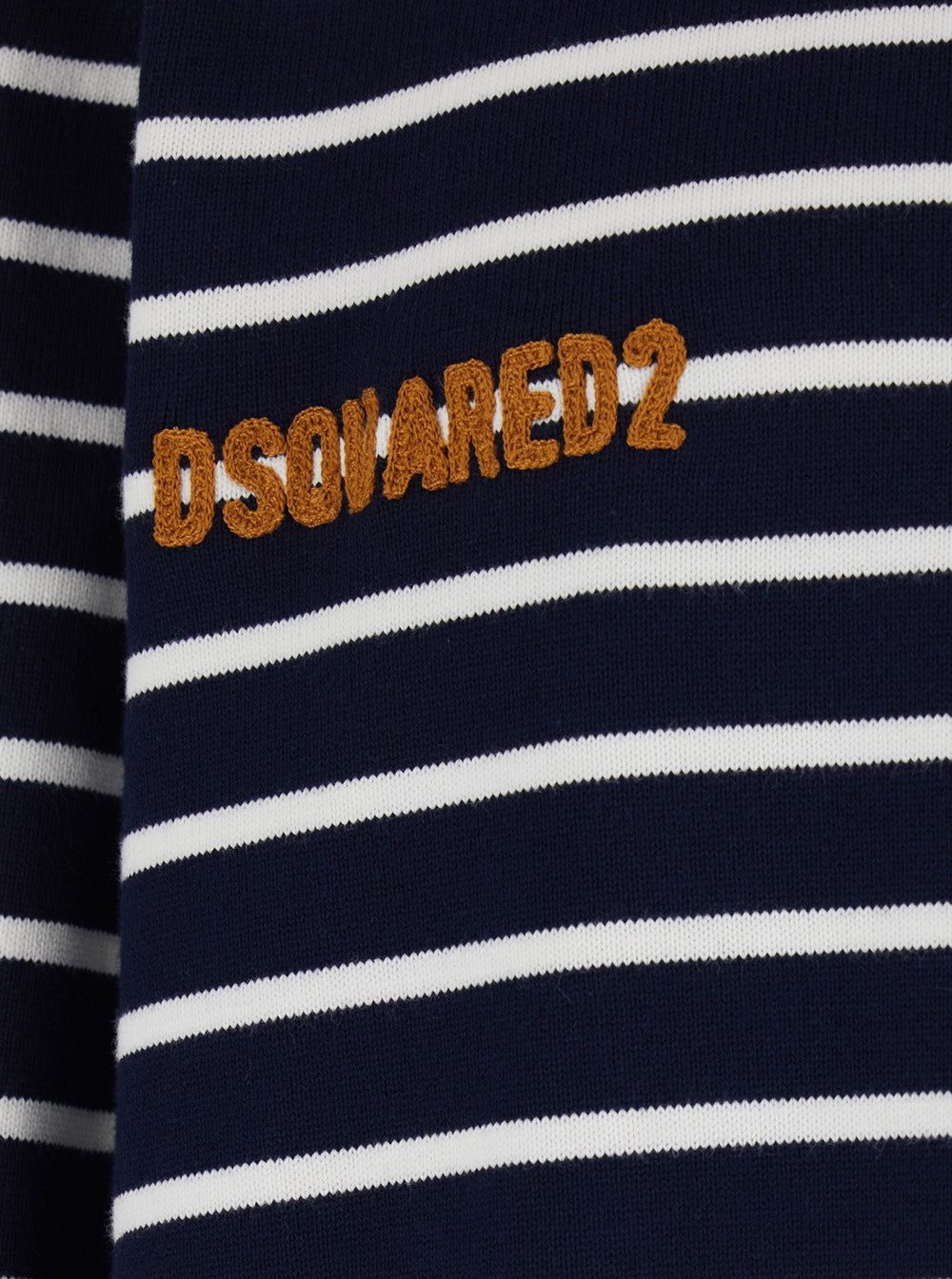Dsquared2 Men Long Sleeve Polo With Logo Embroidery On The Front And All-Over Stripes In Blue Cotton For Men DSQUARED2