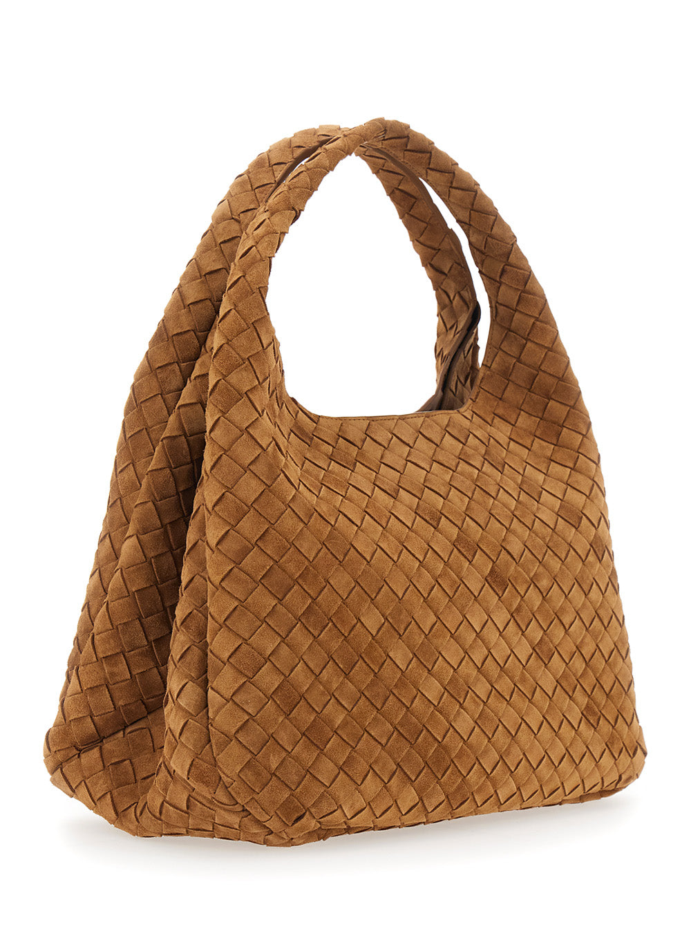 Bottega Veneta Women Brown Large 'Campana' Shoulder Bag With Two Top Handles And Intreccio Motif In Leather For Women BOTTEGA VENETA