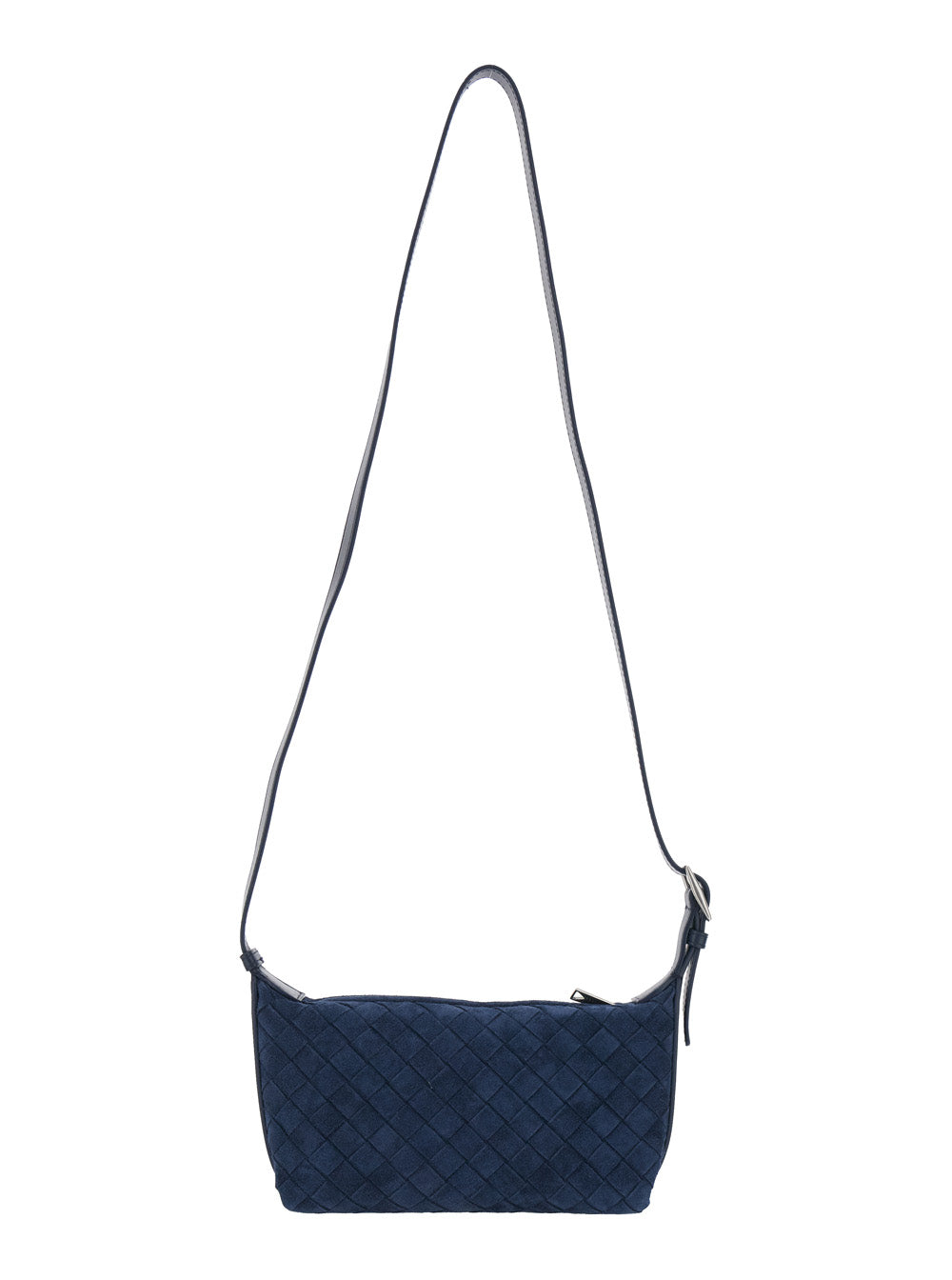 Bottega Veneta Men Blue Crossbody Bag With Adjustable Strap And Intreccio Motif In Suede For Men BOTTEGA VENETA