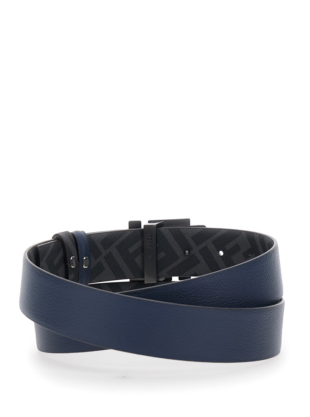 Fendi Men Blue Reversible Belt With Square Ff Buckle In Leather Man FENDI