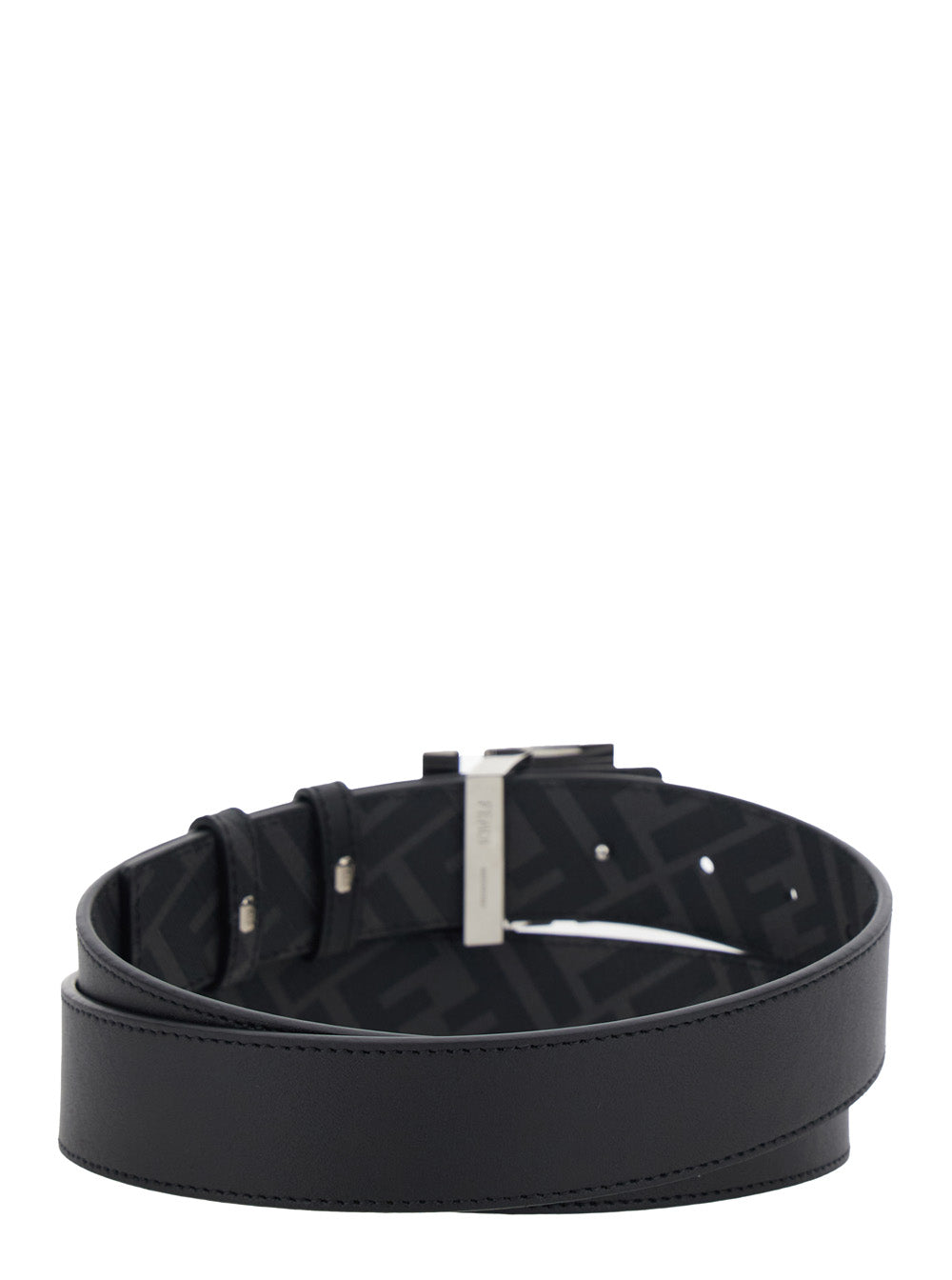 Fendi Men Black Reversible Belt With Square Ff Buckle In Leather Man FENDI