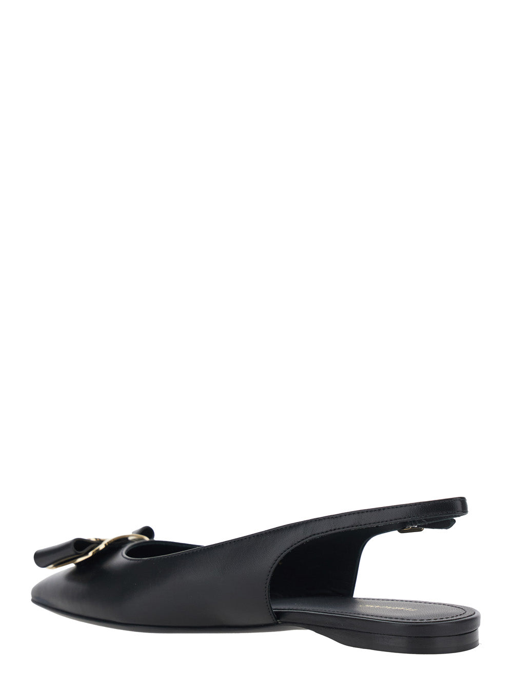 Ferragamo Women 'Zelmi' Black Slingback Ballet Shoes With Logo Plate On The Front In Leather Woman FERRAGAMO