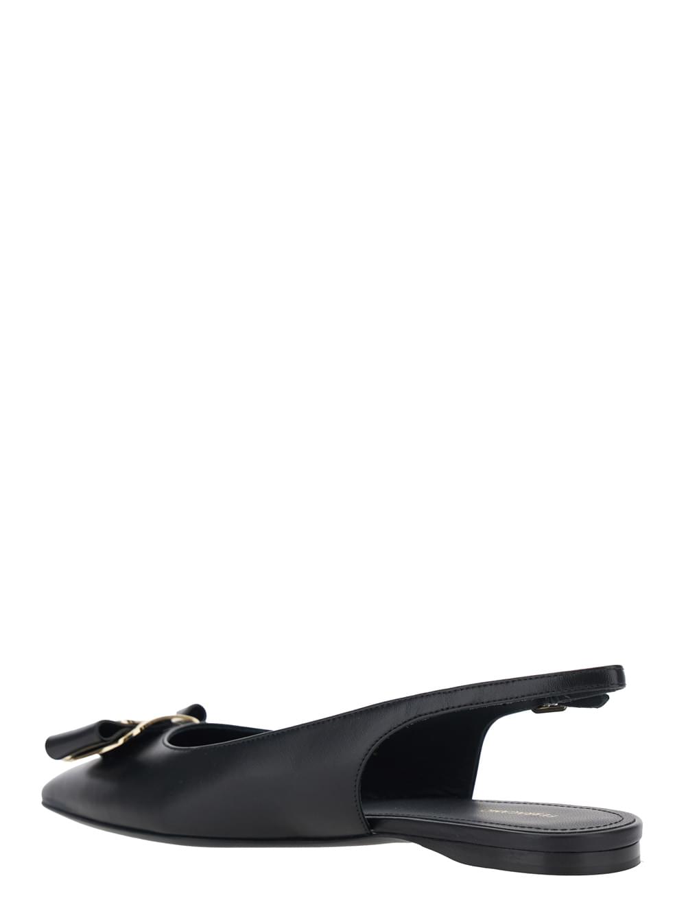 Ferragamo Women 'Zelmi' Black Slingback Ballet Shoes With Logo Plate On The Front In Leather Woman FERRAGAMO
