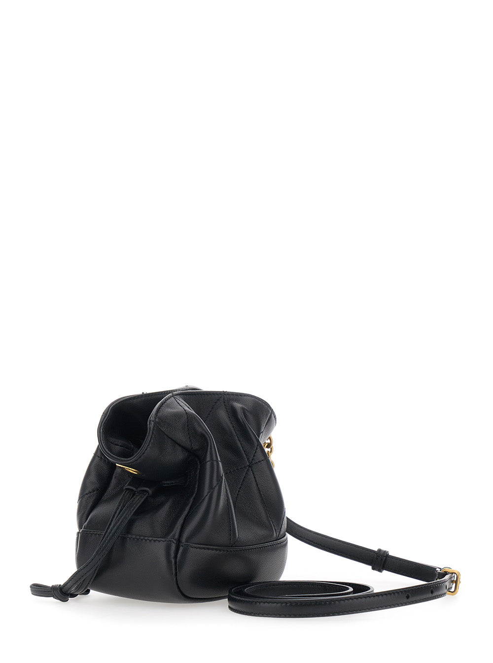 Saint Laurent Women Black Crossbody Bag With Drawstring Closure And Cassandre Plaque On The Front In Leather Woman SAINT LAURENT