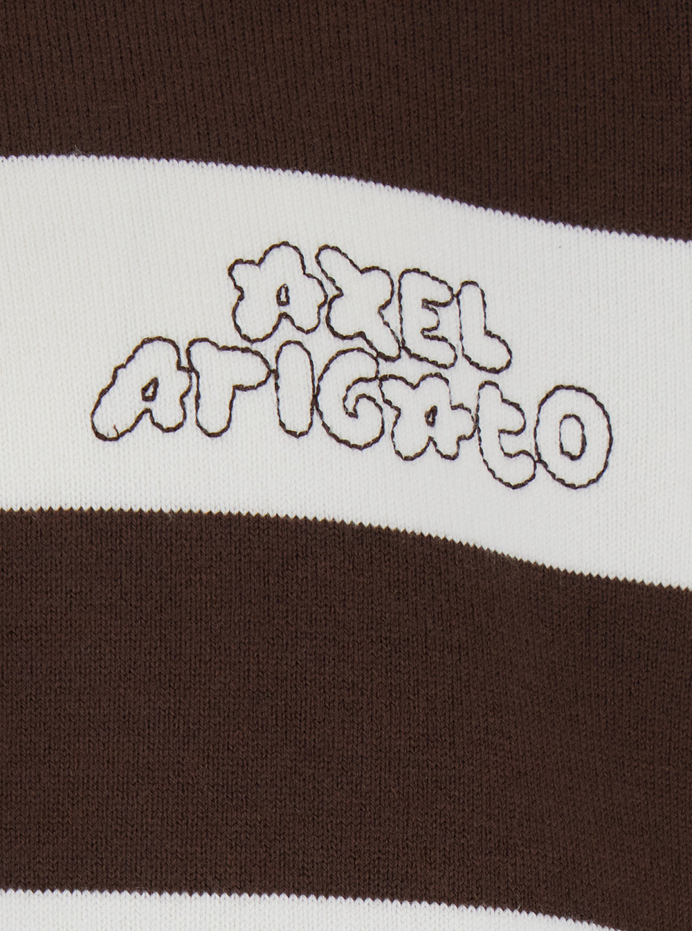 Axel Arigato Men Brown Sweatshirt With Polo Collar And All-Over Stripes In Cotton And Wool Blend Men AXEL ARIGATO