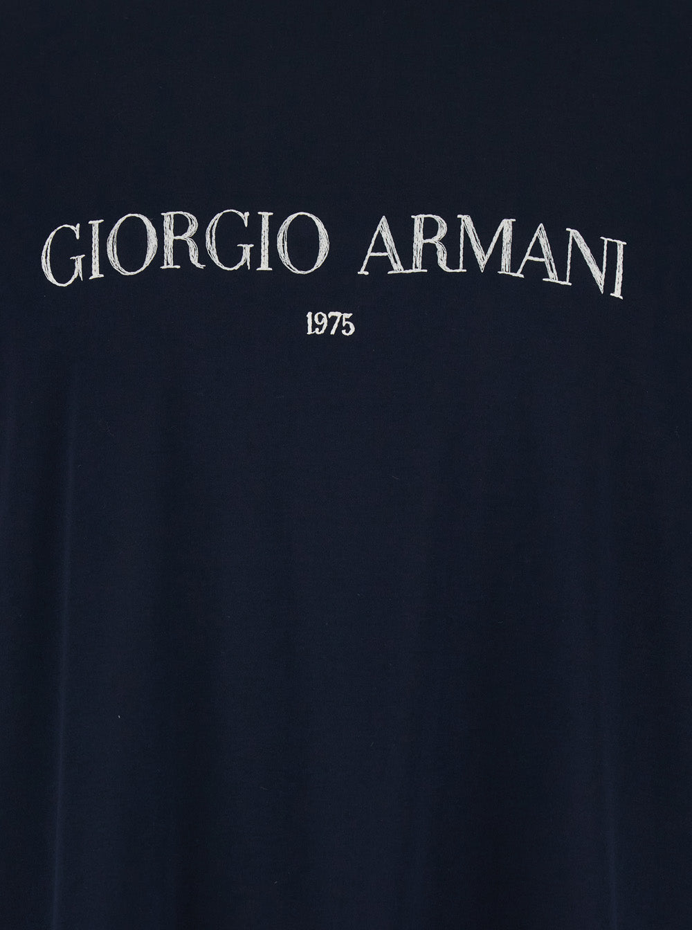 Giorgio Armani Men Blue Crew Neck T-Shirt With Logo Lettering On The Front In Cotton For Men GIORGIO ARMANI
