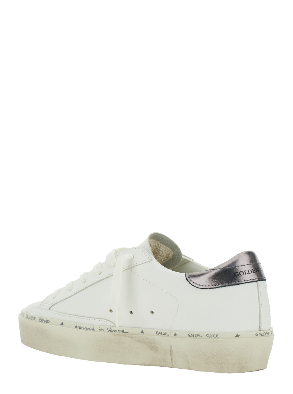 Golden Goose Women 'Hi Star' White Low Top Sneakers With Star Patch On The Side And Logo Lettering On The Heel In Leather For Women GOLDEN GOOSE