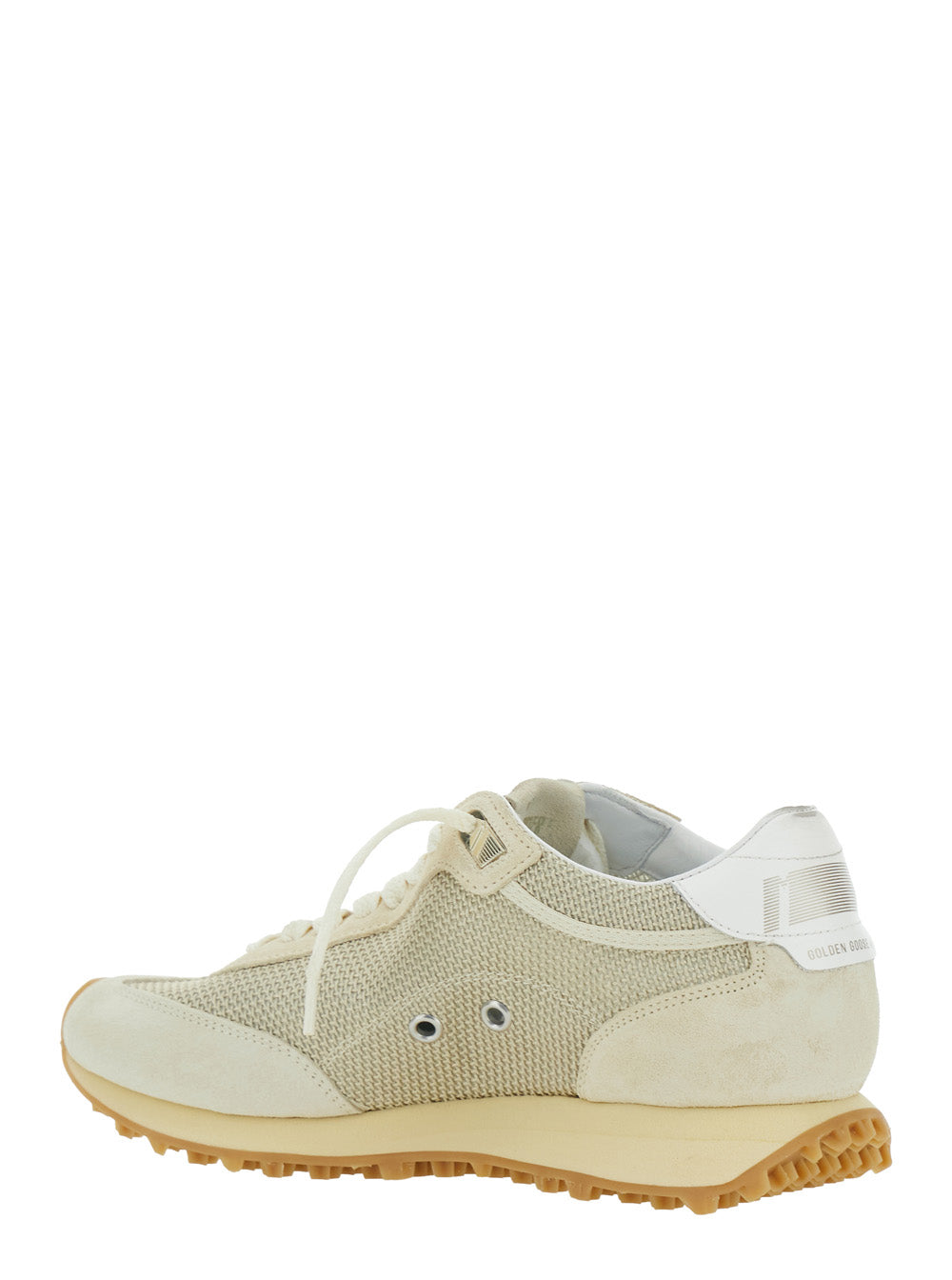 Golden Goose Women 'Marathon' Beige Low Top Sneakers With Patch Star On The Side And Logo Lettering On The Heel In Leather And Fabric Woman GOLDEN GOOSE