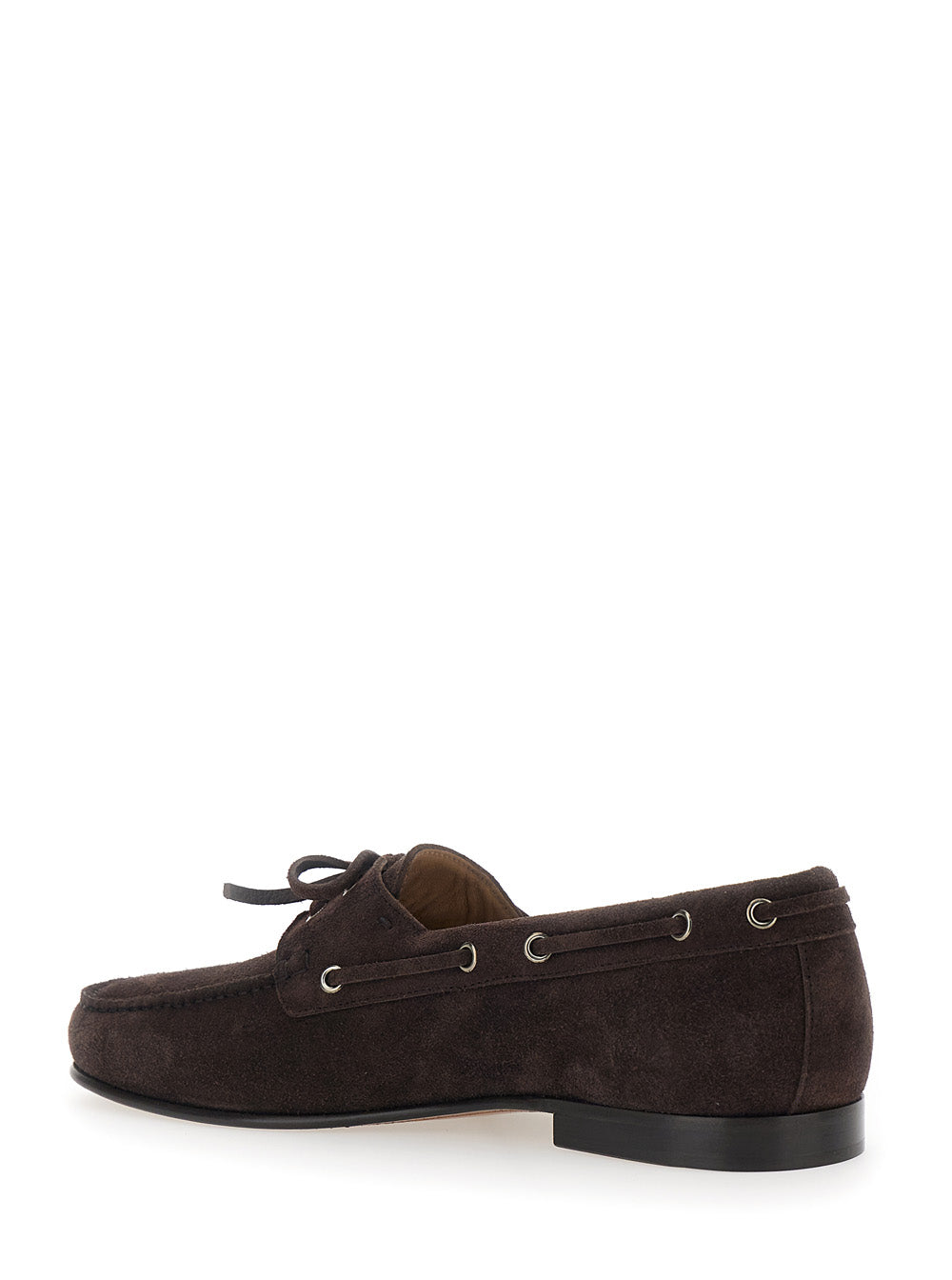 Valentino Garavani Men Brown Loafers With Rounded Toe And Laces With Bow On The Front In Suede Man VALENTINO GARAVANI