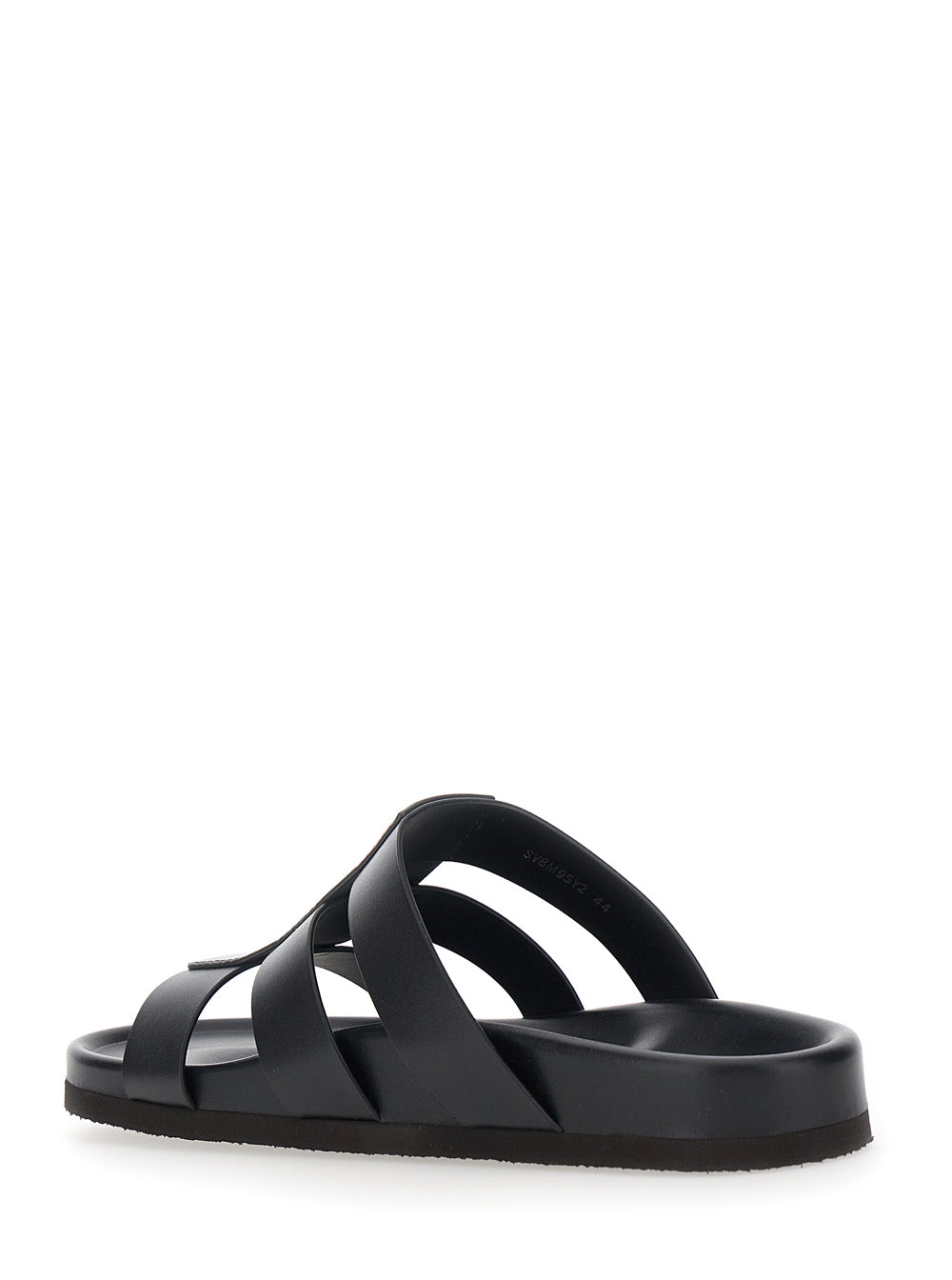 Valentino Garavani Men Sandals With Cage Design And Vlogo Plaque On The Front In Black Leather Man VALENTINO GARAVANI