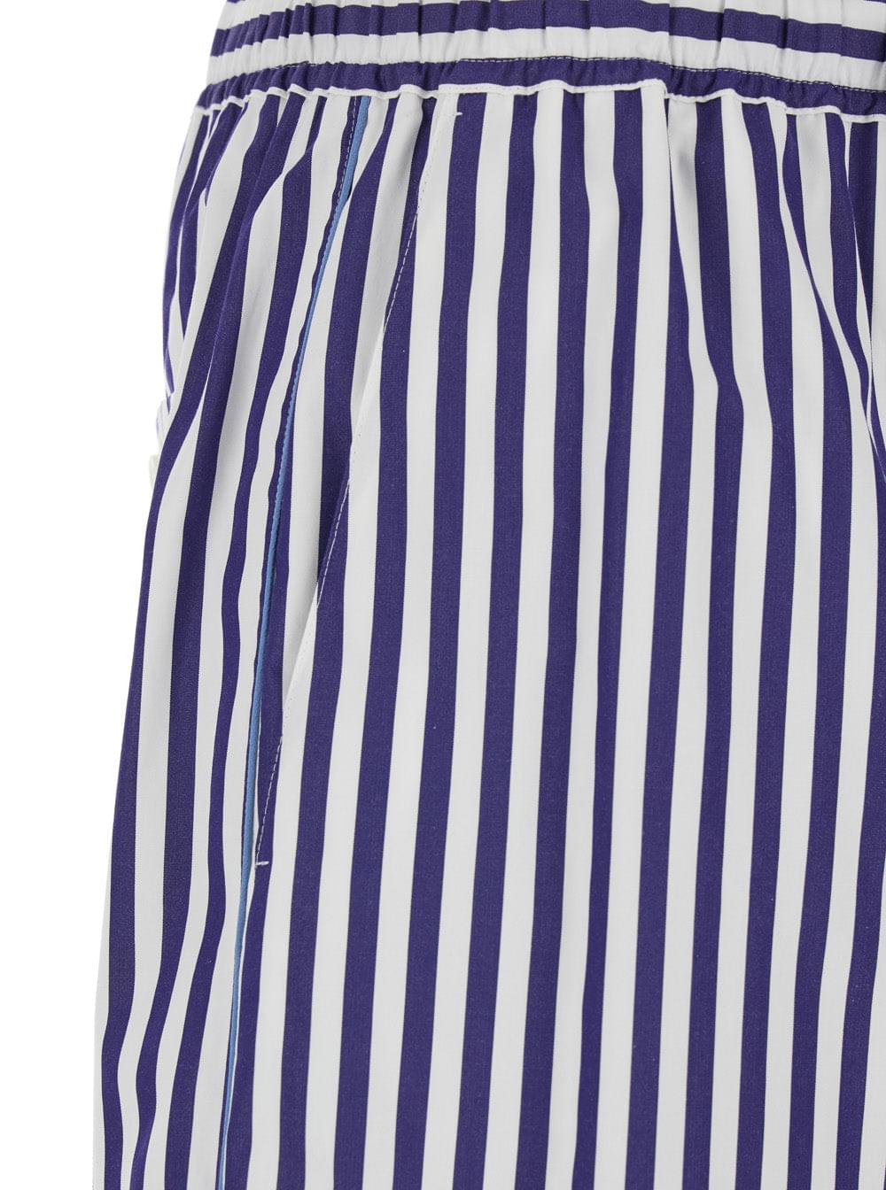 Dolce & Gabbana Men Blue Bermuda Shorts With Striped Motif And Elastic Waist In Cotton For Men DOLCE & GABBANA