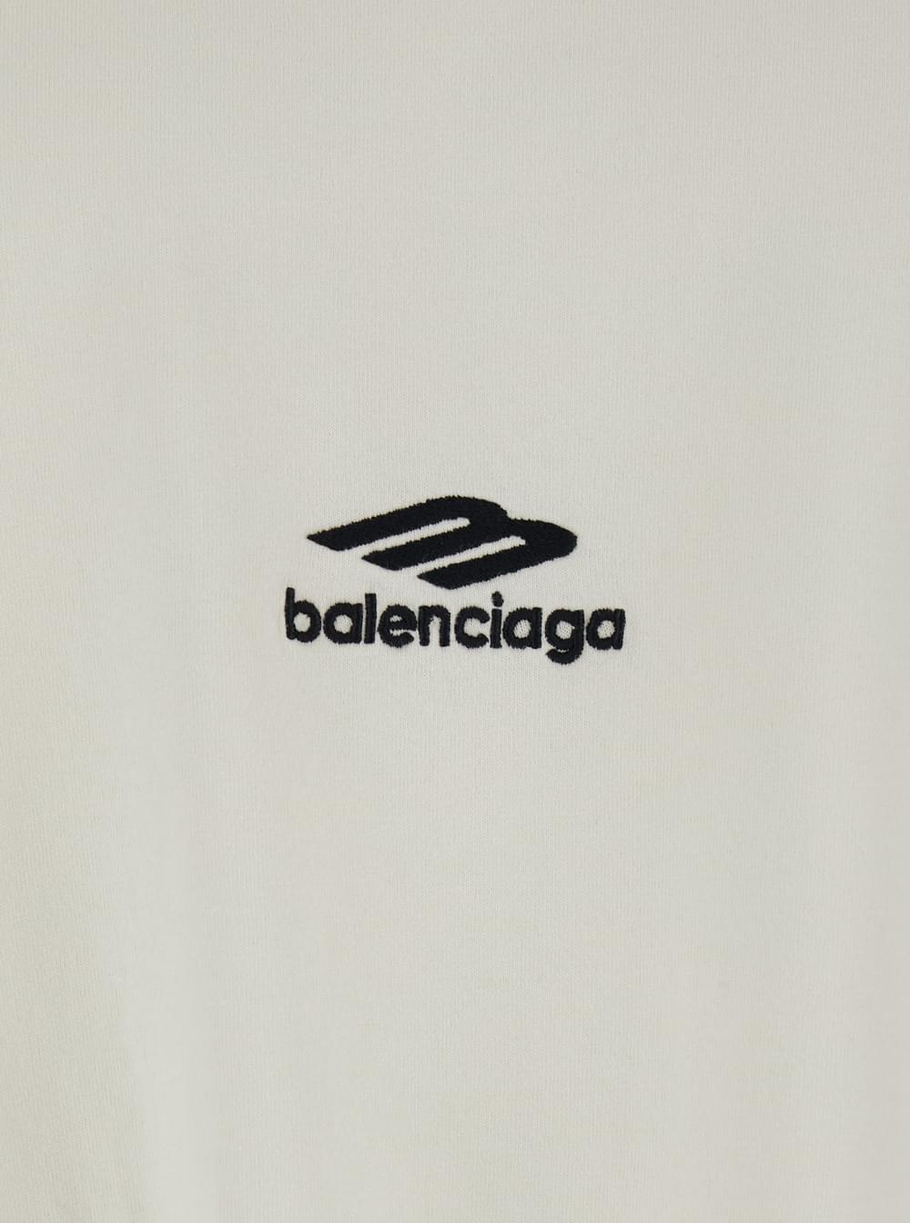Balenciaga Men White Cotton T-Shirt For Men With Front Logo And Maxi Logo On The Back BALENCIAGA