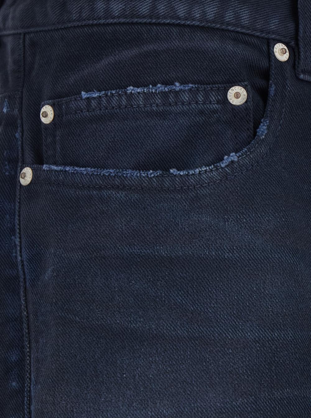 Balenciaga Men Blue Jeans With Faded Effect And Logo Patch On The Back In Cotton Man BALENCIAGA