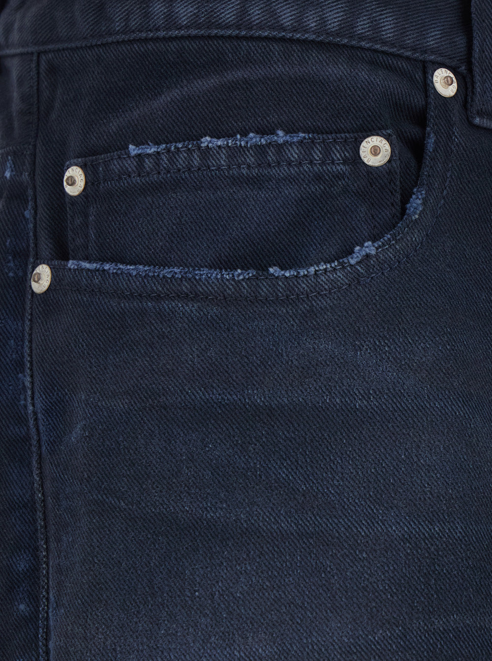 Balenciaga Men Blue Jeans With Faded Effect And Logo Patch On The Back In Cotton Man BALENCIAGA