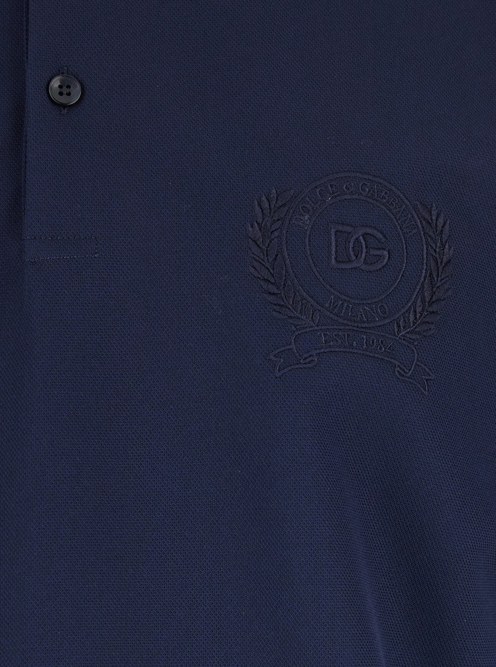 Dolce & Gabbana Men Blue Polo Shirt With Logo On The Front In Tech Fabric For Men DOLCE & GABBANA