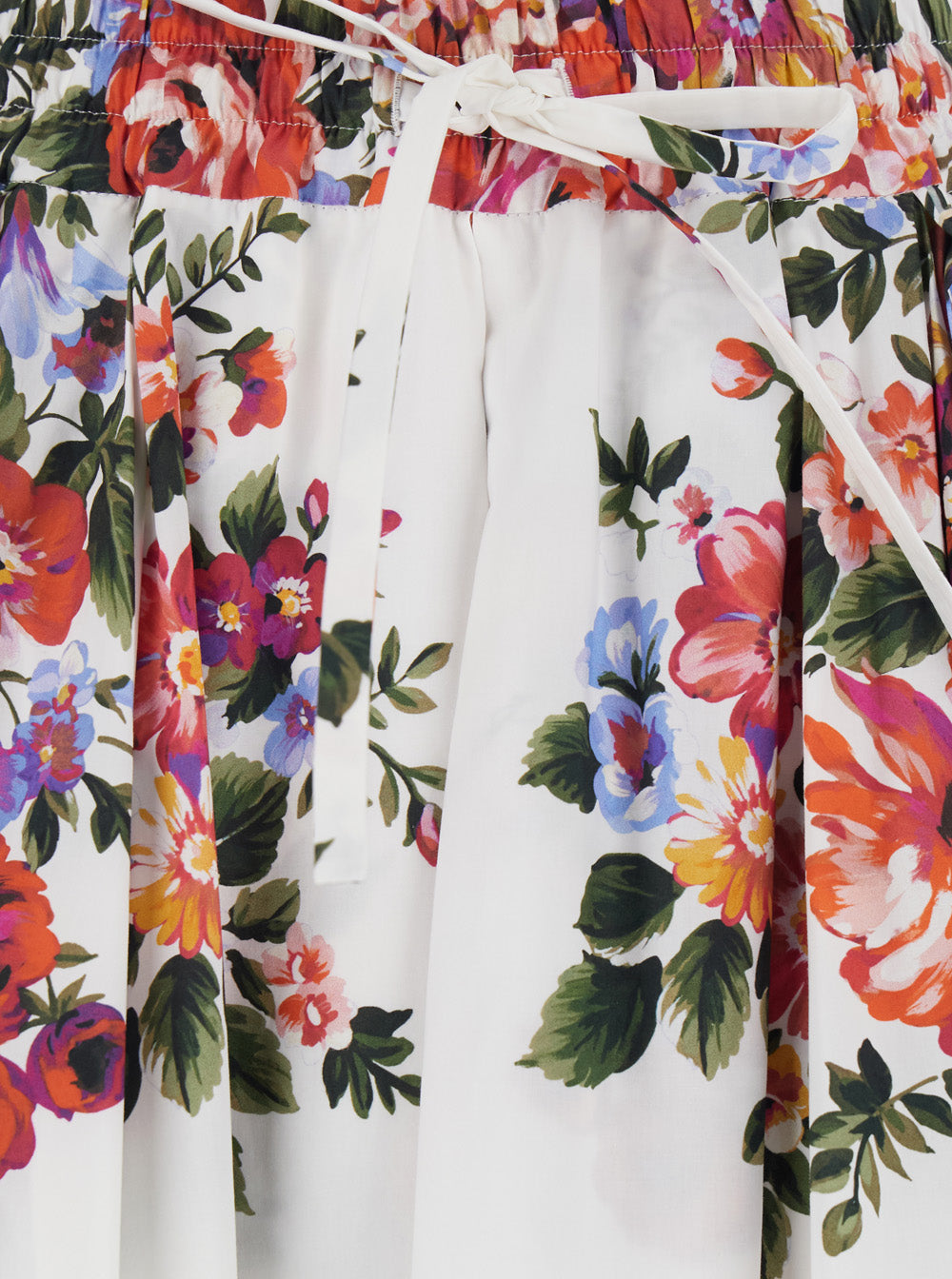 Dolce & Gabbana Women White Long Skirt With Floral Print And Elastic Waist In Cotton For Women DOLCE & GABBANA