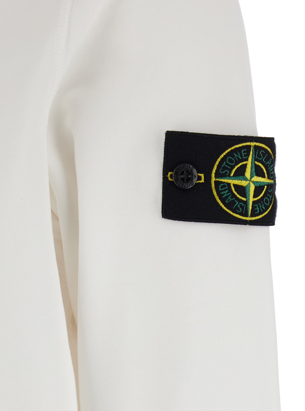 Stone Island Men White Hoodie With Drawstring And Logo Patch On Sleeve In Cotton For Men STONE ISLAND