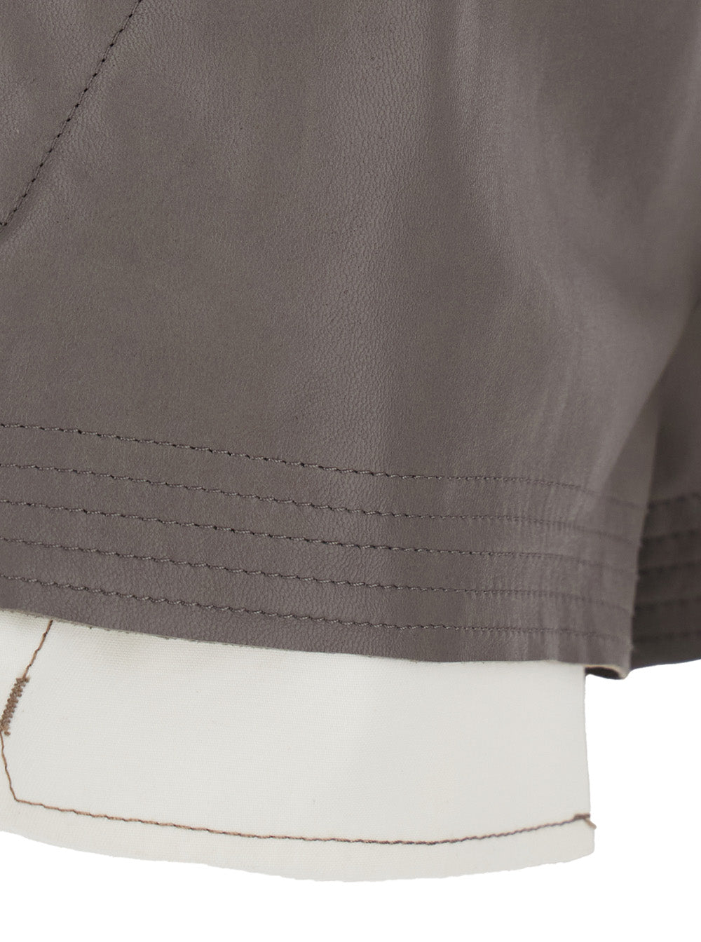 Rick Owens Women Fog Ecoleather Shorts With Front Drawstring And Leather Vents For Women RICK OWENS