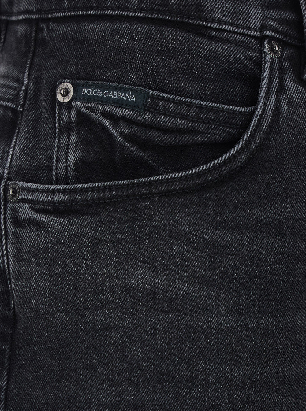 Dolce & Gabbana Men Black Jeans With Logo Patch On The Rear And Belt Loops In Denim Man DOLCE & GABBANA