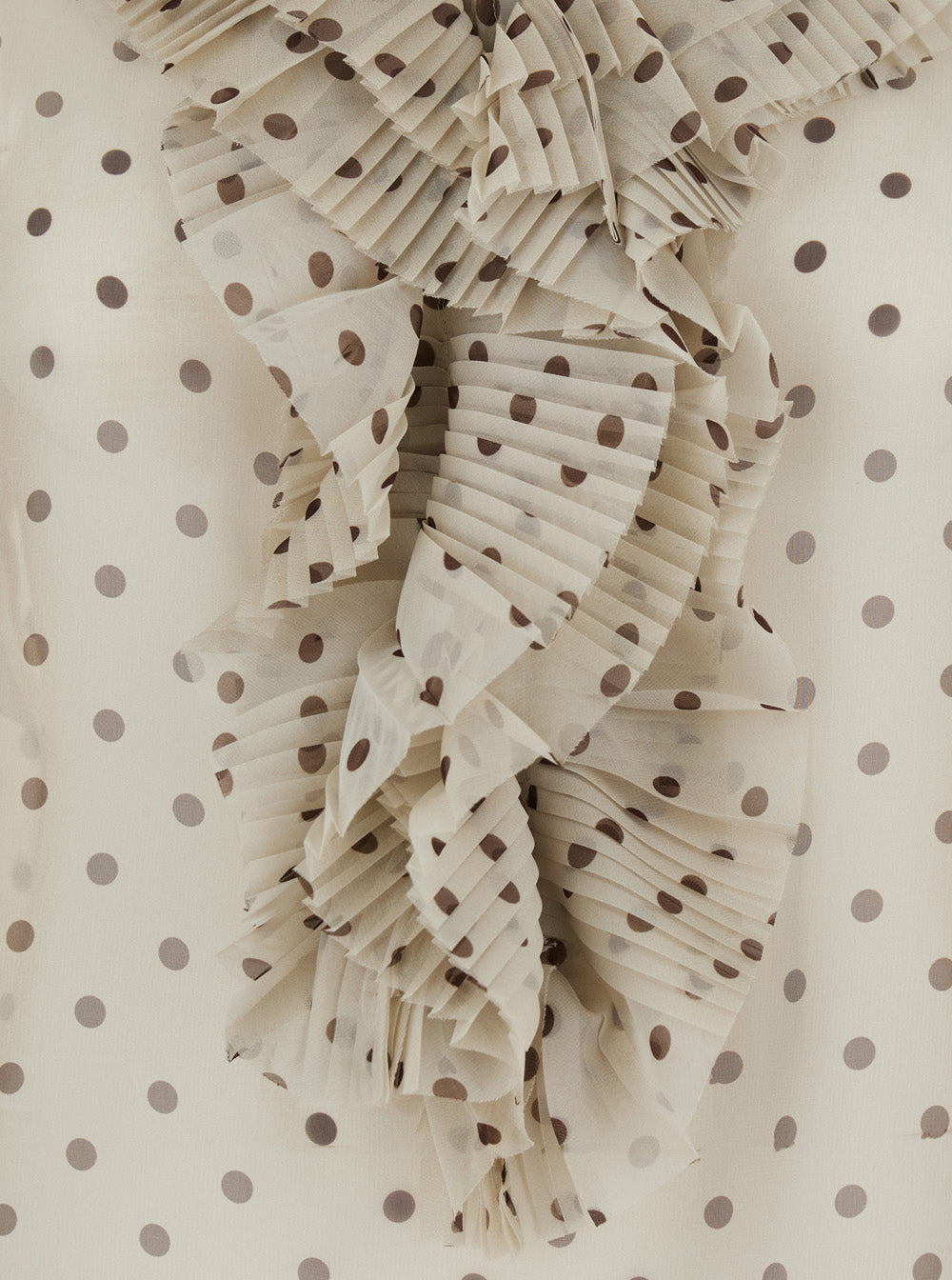 P.A.R.O.S.H. Women Blouse With Ruffles On The Front And All-Over Polka Dot Print In Tech Fabric Beige Women P.A.R.O.S.H.