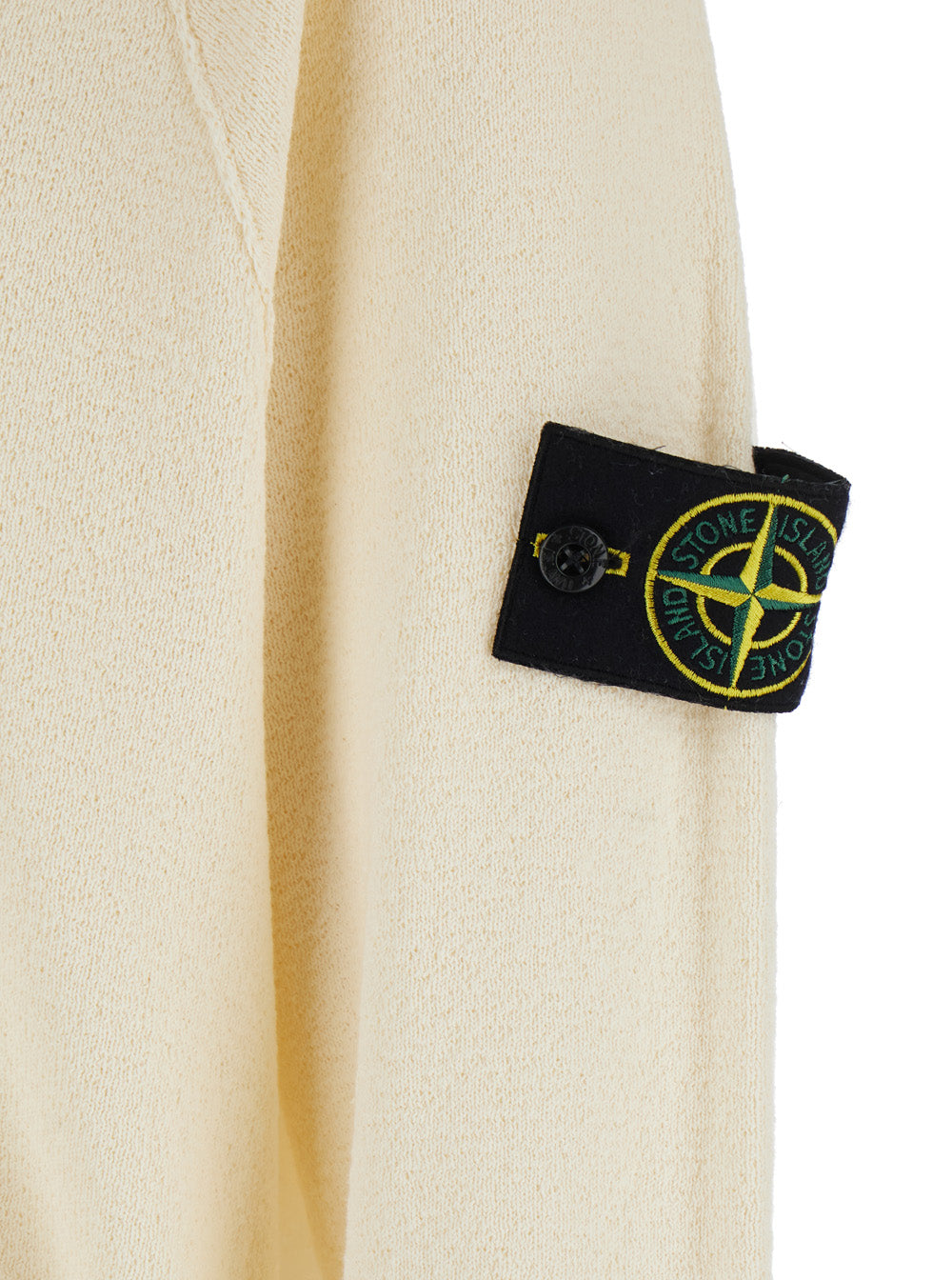 Stone Island Men White Crew Neck Sweater With Logo Patch On The Sleeve In Cotton For Men STONE ISLAND