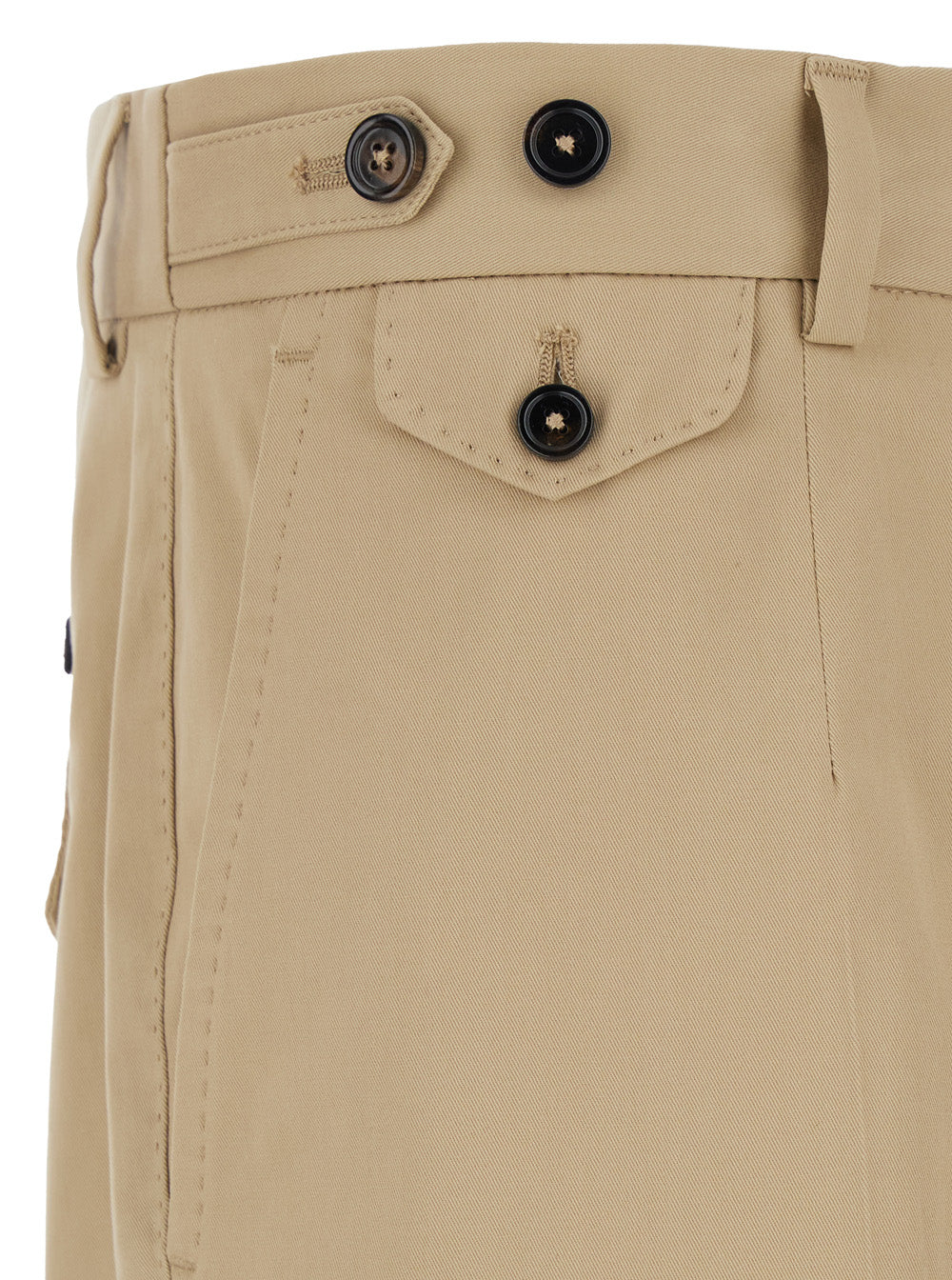 Dolce & Gabbana Men Beige Pants With Logo Patch On The Back In Cotton For Men DOLCE & GABBANA