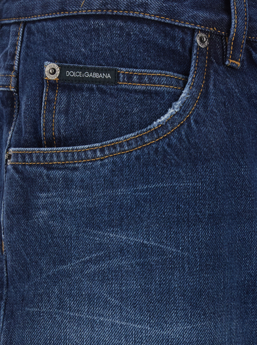 Dolce & Gabbana Men Blue Jeans With Belt Loops And Logo Patch On The Back For Men DOLCE & GABBANA