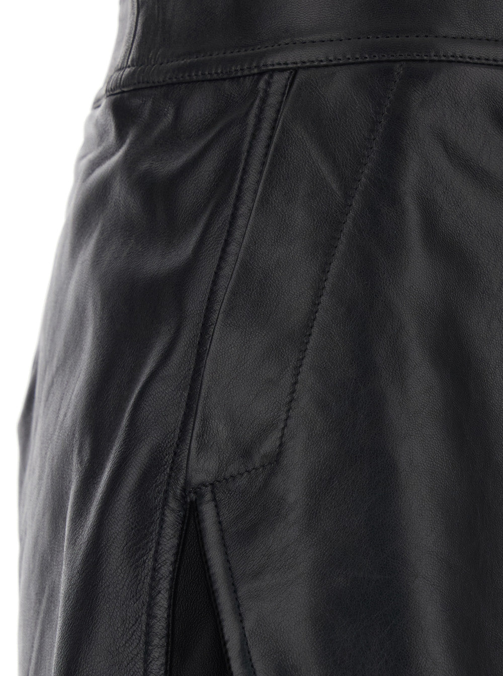 Rick Owens Women Miniskirt 'Fog' With Cut-Out On The Front And Zip Closure On The Back In Black Leather For Women RICK OWENS