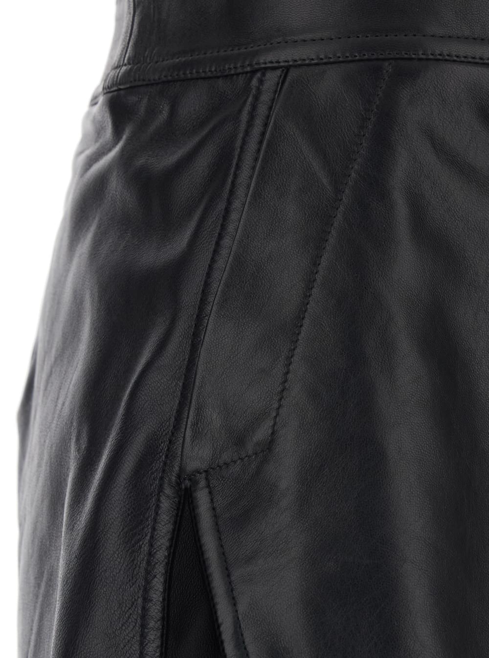 Rick Owens Women Miniskirt 'Fog' With Cut-Out On The Front And Zip Closure On The Back In Black Leather For Women RICK OWENS