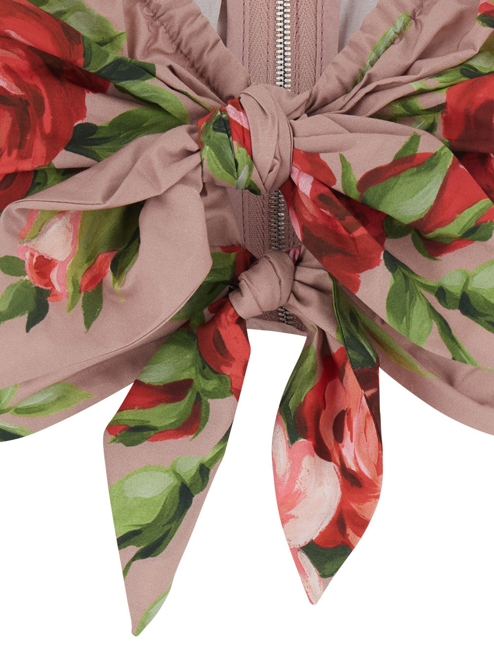 Dolce & Gabbana Women Pink Floral Print Crop Top With Double Knot In Cotton For Women DOLCE & GABBANA