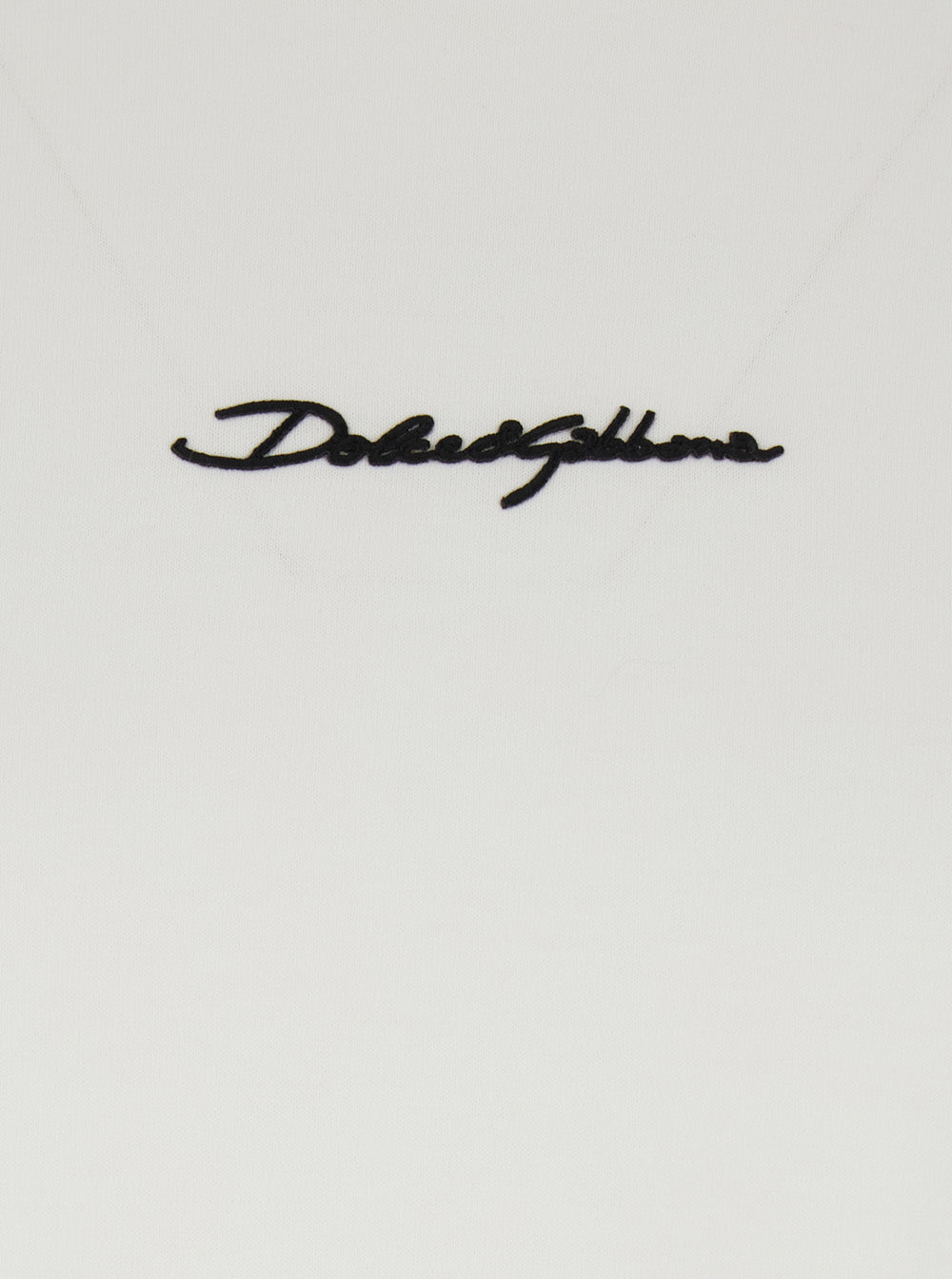 Dolce & Gabbana Men White Crew Neck T-Shirt With Front Logo In Cotton For Men DOLCE & GABBANA