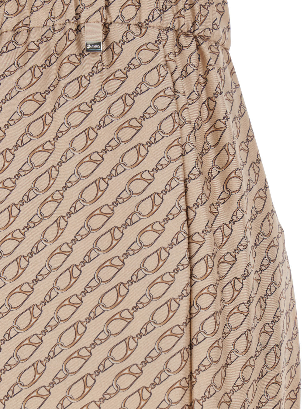 Herno Women Beige Silk Pants With Elastic Drawstring Waist And All-Over Print Woman HERNO