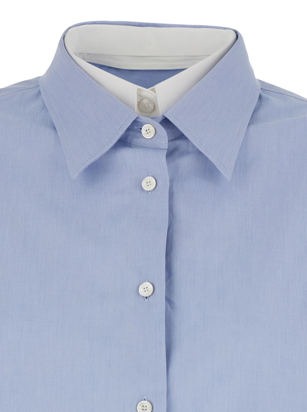 Acne Studios Women Blue Shirt 'Sitara Melange Cotton Shirting' With Classic Collar And Long Sleeves In Cotton For Women ACNE STUDIOS