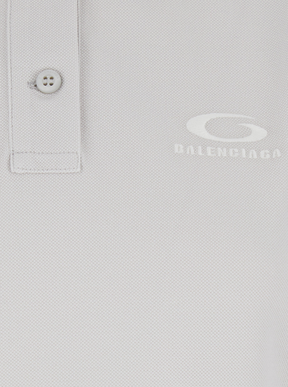 Balenciaga Women White Cotton Polo With Tone-On-Tone Logo For Women BALENCIAGA